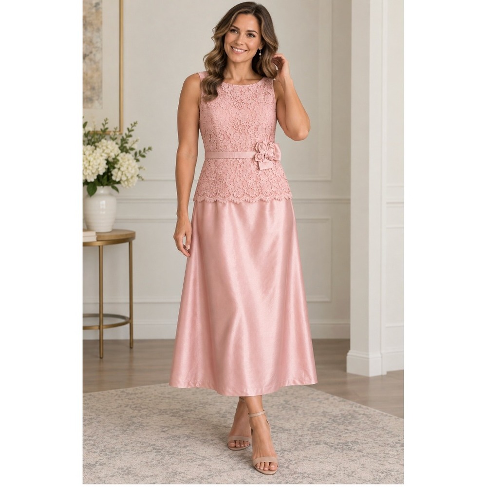Scott McClintock Vintage Pink Silk Lace Formal Gown Dress with Shawl Size 10